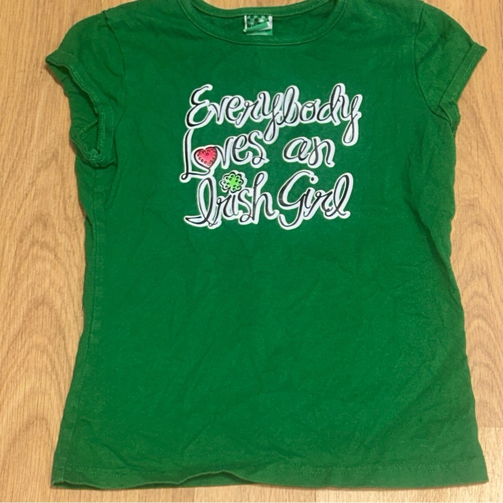 Green Kids Short Sleeve Tee Irish Girl Medium (7/8) EUC